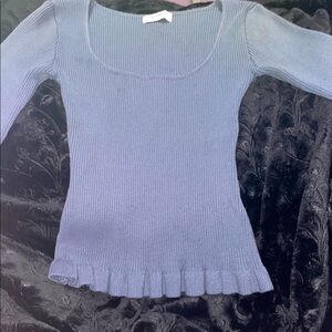 Workshop Republic Clothing Ribbed Knit Top in Gray